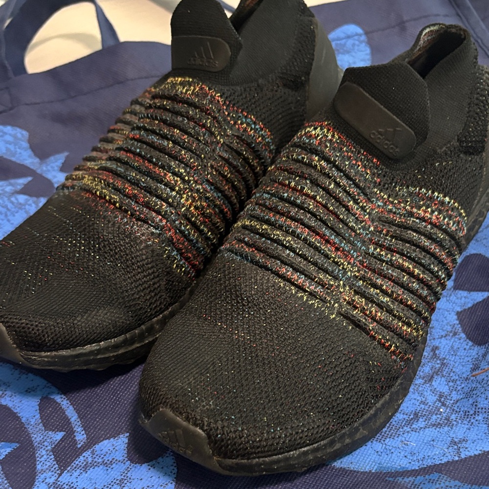 Adidas Black with Multicolor Accents Knit Sneakers